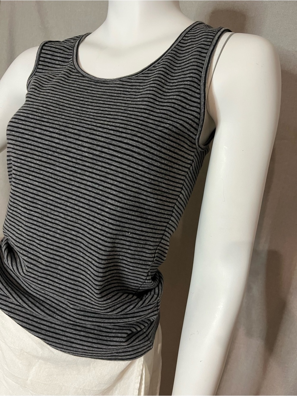 Ellen Tracy Charcoal and Black Striped Tank S